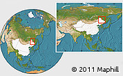 Satellite Location Map of Heihe Shi, highlighted country, within the entire country