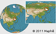 Satellite Location Map of Heihe Shi, highlighted parent region, within the entire country