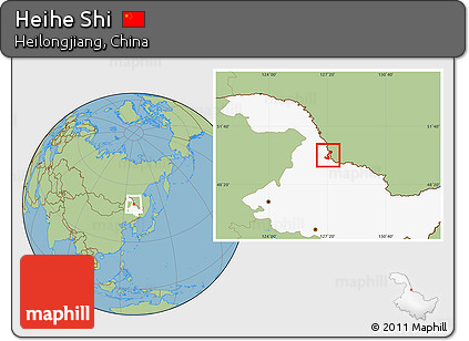 Savanna Style Location Map of Heihe Shi, highlighted parent region
