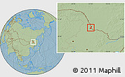 Savanna Style Location Map of Heihe Shi, hill shading