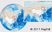 Shaded Relief Location Map of Heihe Shi, highlighted country, within the entire country