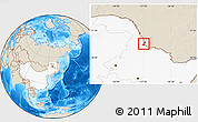 Shaded Relief Location Map of Heihe Shi, highlighted country