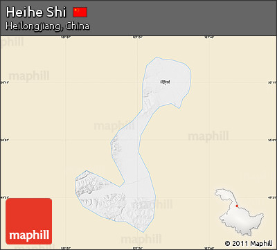 Classic Style Map of Heihe Shi, single color outside