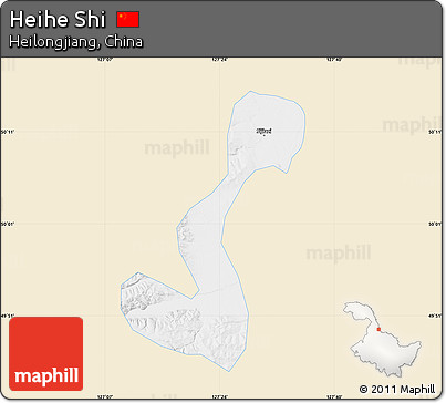Classic Style Map of Heihe Shi, single color outside