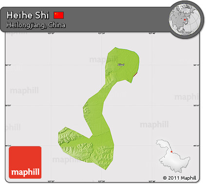 Physical Map of Heihe Shi, cropped outside