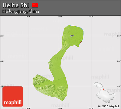 Physical Map of Heihe Shi, cropped outside
