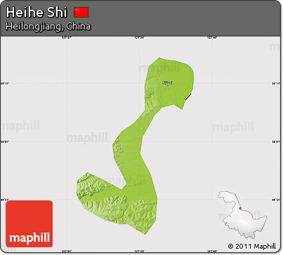 Physical Map of Heihe Shi, cropped outside