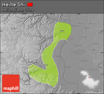 Physical Map of Heihe Shi, desaturated