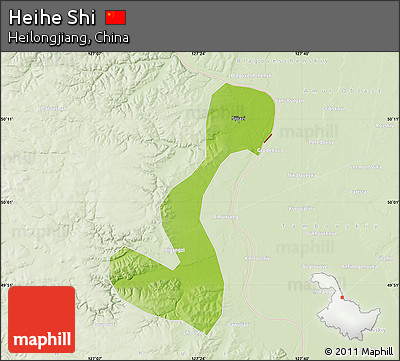 Physical Map of Heihe Shi, lighten