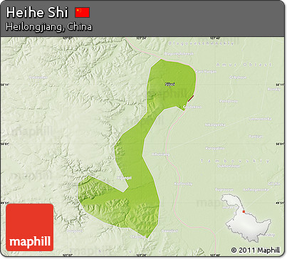 Physical Map of Heihe Shi, lighten