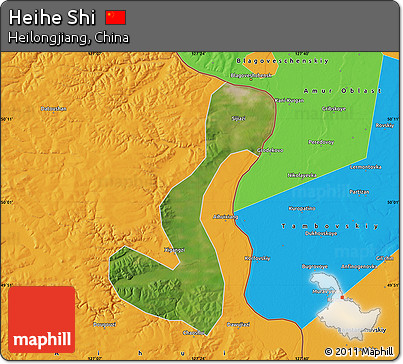 Satellite Map of Heihe Shi, political outside