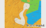 Shaded Relief Map of Heihe Shi, political outside
