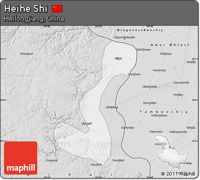 Silver Style Map of Heihe Shi