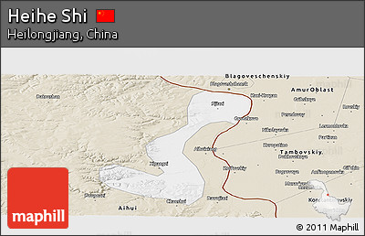 Classic Style Panoramic Map of Heihe Shi