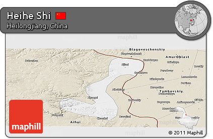 Classic Style Panoramic Map of Heihe Shi