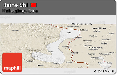 Classic Style Panoramic Map of Heihe Shi