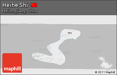 Gray Panoramic Map of Heihe Shi, single color outside