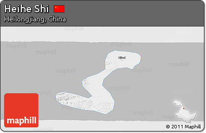 Gray Panoramic Map of Heihe Shi, single color outside