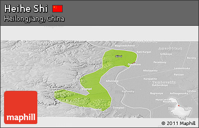 Physical Panoramic Map of Heihe Shi, lighten, desaturated