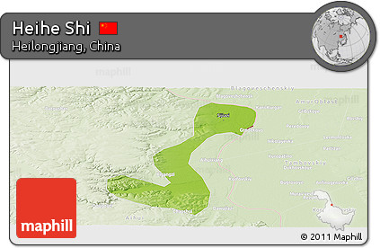 Physical Panoramic Map of Heihe Shi, lighten