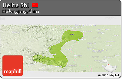Physical Panoramic Map of Heihe Shi, lighten
