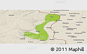 Physical Panoramic Map of Heihe Shi, shaded relief outside