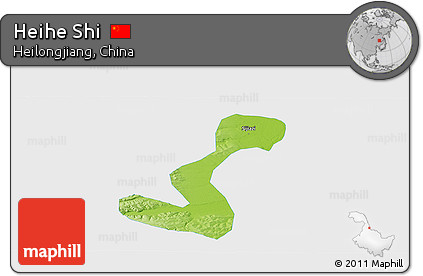 Physical Panoramic Map of Heihe Shi, single color outside