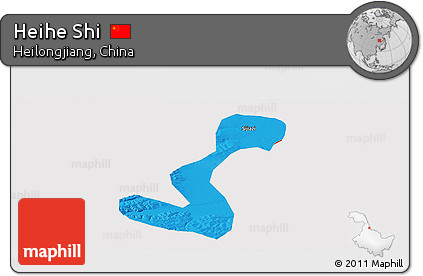 Political Panoramic Map of Heihe Shi, cropped outside
