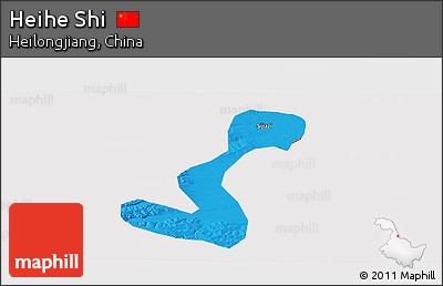 Political Panoramic Map of Heihe Shi, cropped outside