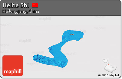 Political Panoramic Map of Heihe Shi, cropped outside
