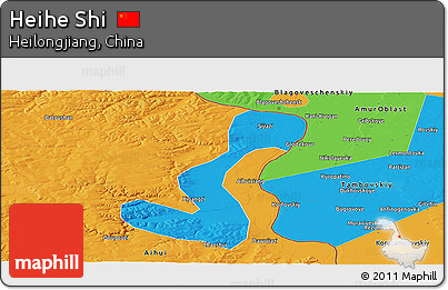 Political Panoramic Map of Heihe Shi