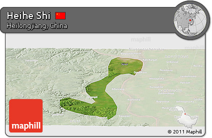 Satellite Panoramic Map of Heihe Shi, lighten
