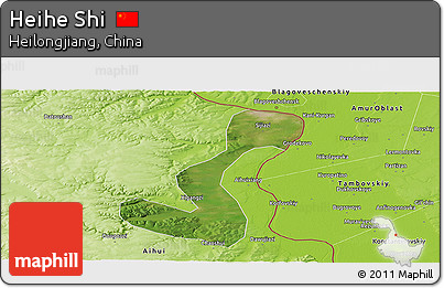 Satellite Panoramic Map of Heihe Shi, physical outside