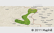 Satellite Panoramic Map of Heihe Shi, shaded relief outside