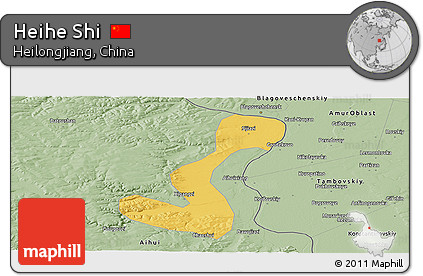 Savanna Style Panoramic Map of Heihe Shi