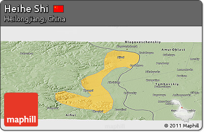 Savanna Style Panoramic Map of Heihe Shi