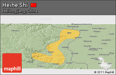 Savanna Style Panoramic Map of Heihe Shi