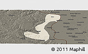 Shaded Relief Panoramic Map of Heihe Shi, darken