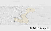 Shaded Relief Panoramic Map of Heihe Shi, lighten, desaturated