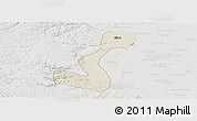 Shaded Relief Panoramic Map of Heihe Shi, lighten, semi-desaturated