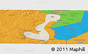 Shaded Relief Panoramic Map of Heihe Shi, political outside