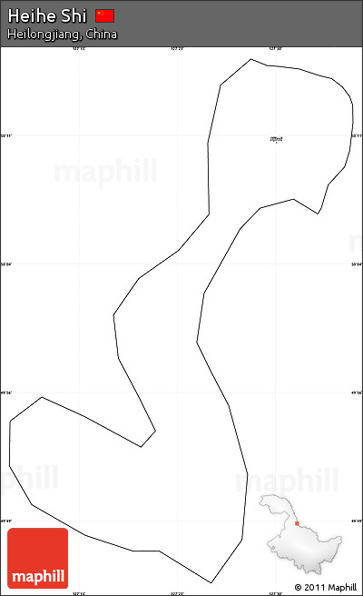 Blank Simple Map of Heihe Shi, cropped outside