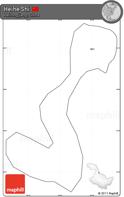 Blank Simple Map of Heihe Shi, cropped outside