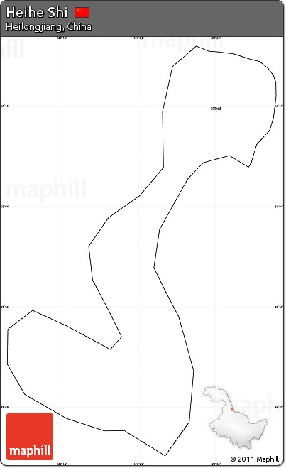 Blank Simple Map of Heihe Shi, cropped outside