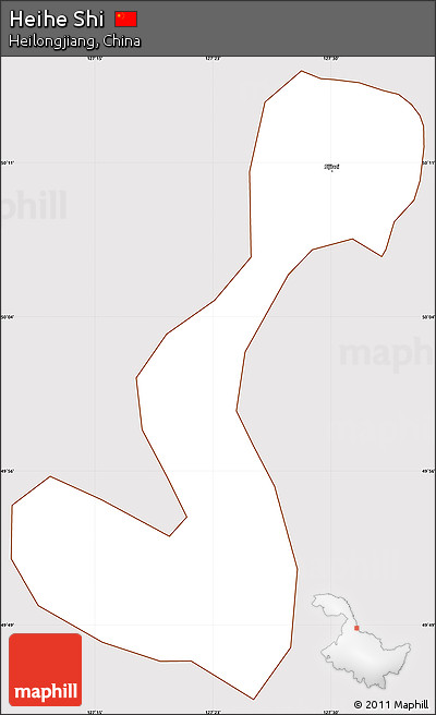 Classic Style Simple Map of Heihe Shi, cropped outside