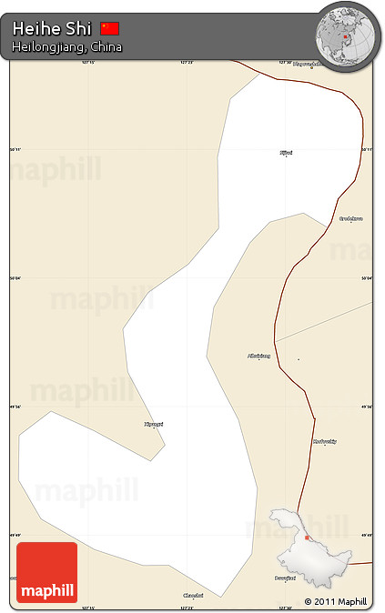 Classic Style Simple Map of Heihe Shi