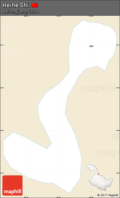 Classic Style Simple Map of Heihe Shi, single color outside
