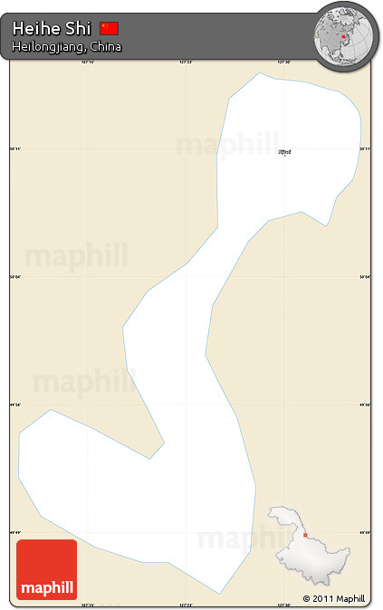 Classic Style Simple Map of Heihe Shi, single color outside