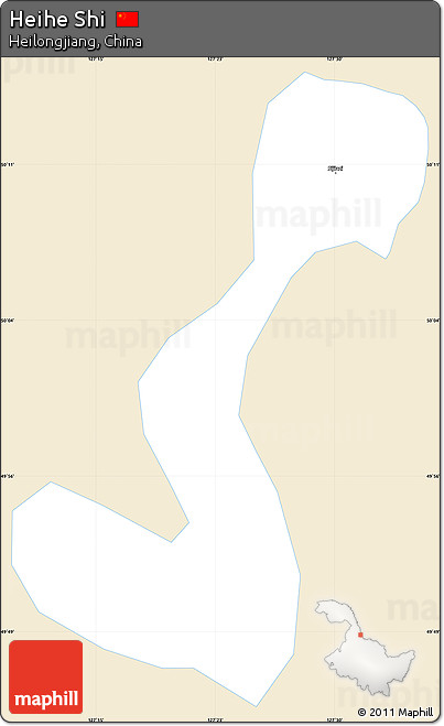Classic Style Simple Map of Heihe Shi, single color outside