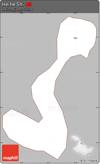 Gray Simple Map of Heihe Shi, cropped outside